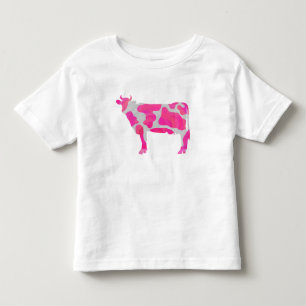 Cow Pink and White Silhouette Toddler T-Shirt