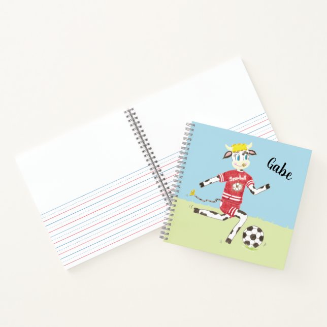 Cow playing soccer kid sketch/practice notebook (Inside)