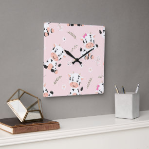 Cow Power Square Wall Clock
