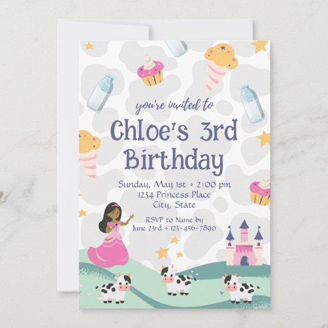 Cow Princess Birthday Invitation (Front)