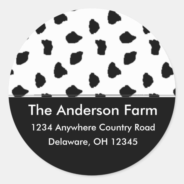 Cow Print Address Labels/Stickers Classic Round Sticker (Front)