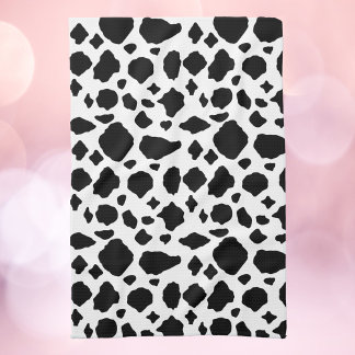Cow Print Animal Pattern Black White Tea Towel