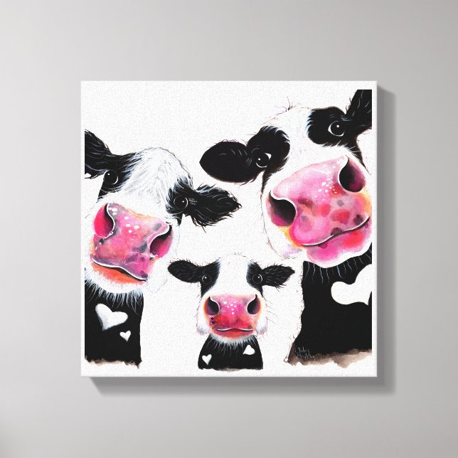 CoW PRiNT, ANiMaL PRiNT, ' THe NoSeY CoWS ' Canvas Print (Front)
