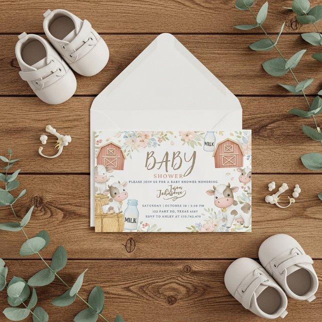 Cow Print Baby Shower Invitation,Rustic Farm Style Enclosure Card (Creator Uploaded)