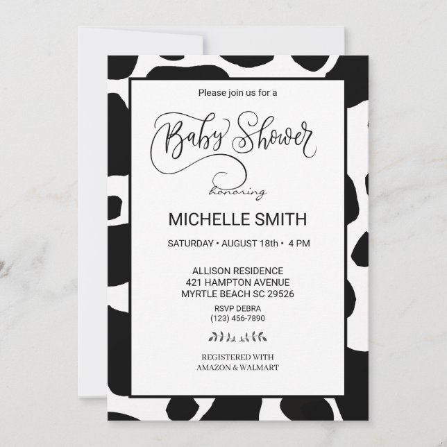 Cow Print Baby Shower Invitations (Front)