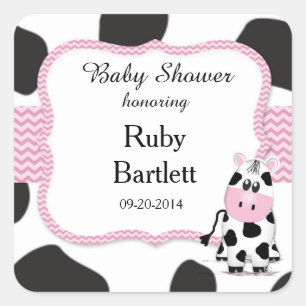Cow Print Baby Shower Sticker