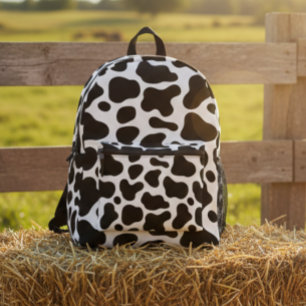 Cow print backpack, Black and white cow backpack