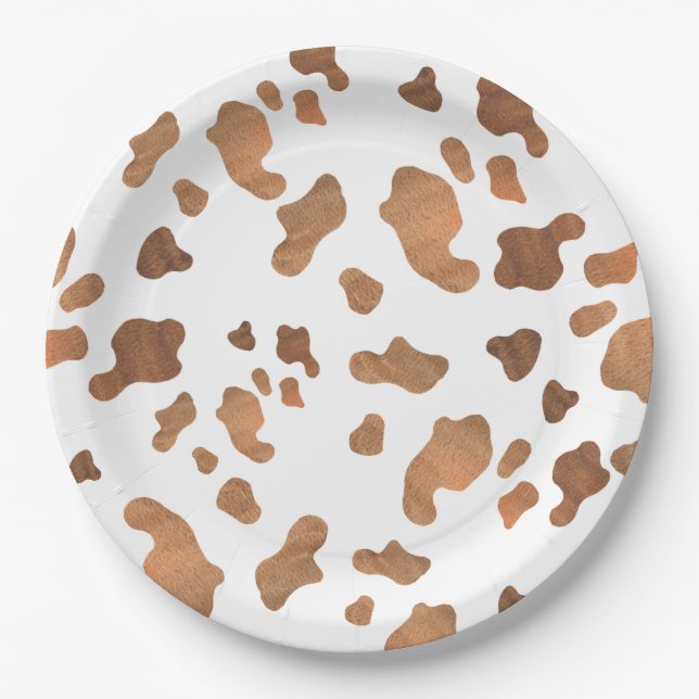 Cow Print Birthday Party Paper Plate (Front)