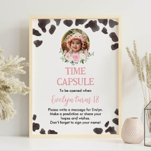 Cow Print Birthday Time Capsule Sign