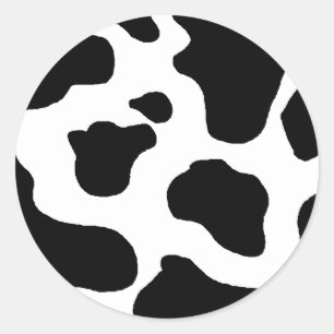 Cow print black and white blotchy pattern classic round sticker