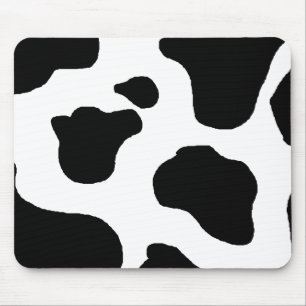 Cow print black and white blotchy pattern mouse mat