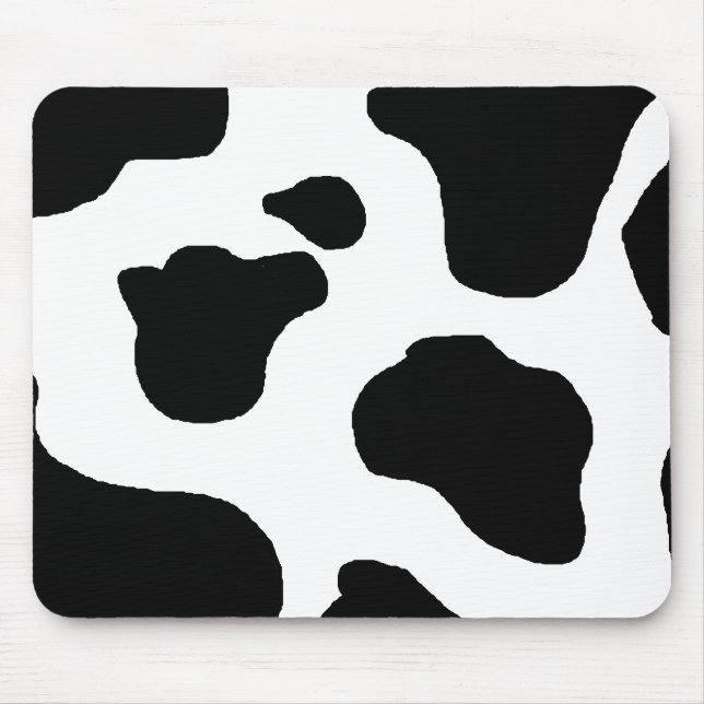 Cow print black and white blotchy pattern mouse mat (Front)