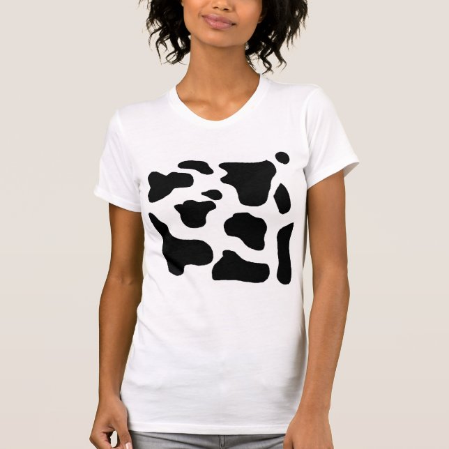 Cow print black and white blotchy pattern T-Shirt (Front)