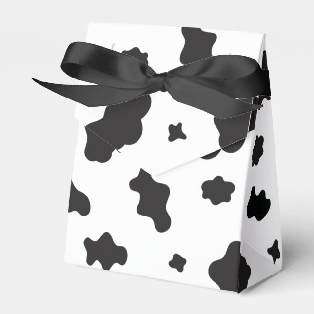 Cow Print Black and White Favour Box (Front Side)