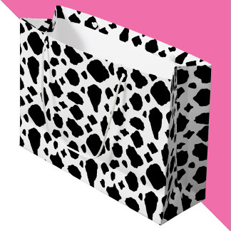 Cow Print Black and White Large Gift Bag