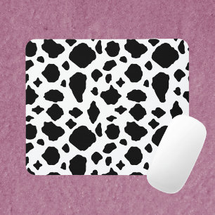 Cow Print Black and White Mouse Mat