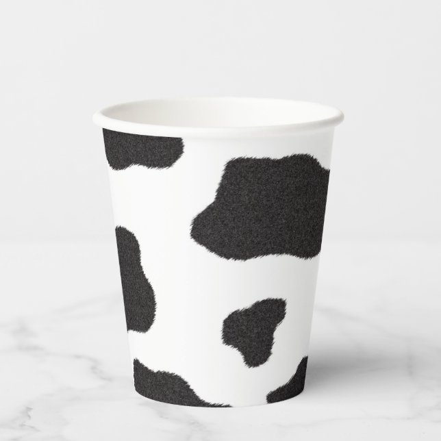 Cow Print Black and White Paper Cups (Front)