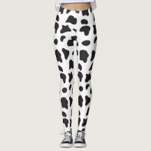 Cow print black and white yoga pants