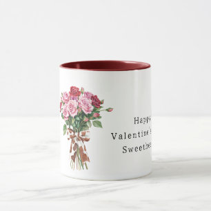 Cow Print Bow Pink Red Roses Valentine's Day Mug