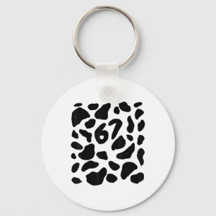 Cow Print Costume 67 Halloween Funny Vintage Numbe Key Ring
