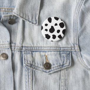 Cow Print, Cow Pattern, Cow Spots, Black And White 6 Cm Round Badge