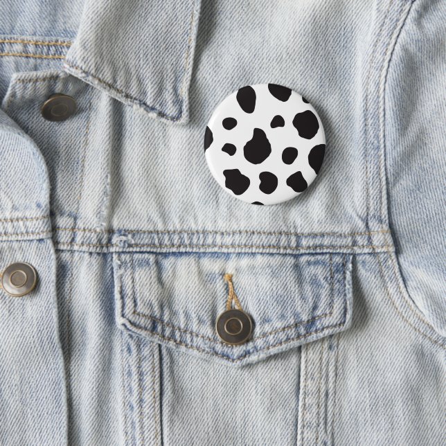 Cow Print, Cow Pattern, Cow Spots, Black And White 6 Cm Round Badge (In Situ)