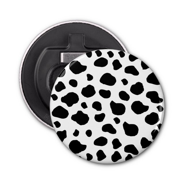 Cow Print, Cow Pattern, Cow Spots, Black And White Bottle Opener (Front)