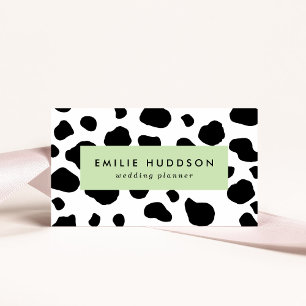 Cow Print, Cow Pattern, Cow Spots, Black And White Business Card