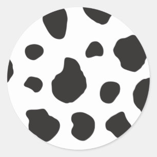 Cow Print, Cow Pattern, Cow Spots, Black And White Classic Round Sticker