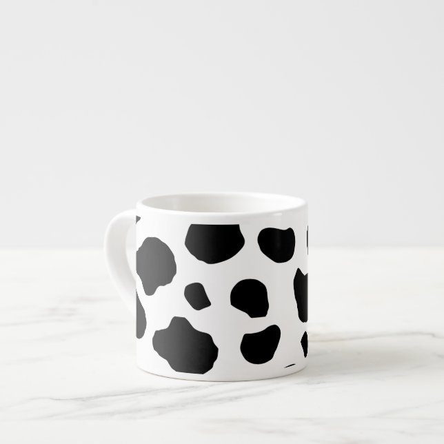 Cow Print, Cow Pattern, Cow Spots, Black And White Espresso Cup (Front Left)