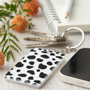Cow Print, Cow Pattern, Cow Spots, Black And White Key Ring