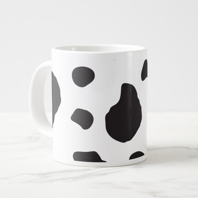 Cow Print, Cow Pattern, Cow Spots, Black And White Large Coffee Mug (Front Left)