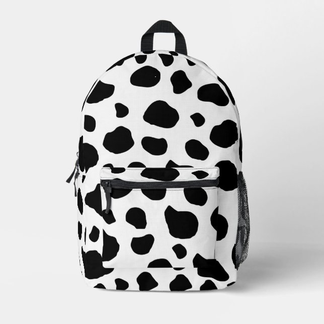 Cow Print, Cow Pattern, Cow Spots, Black And White Printed Backpack (Front)