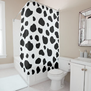 Cow Print, Cow Pattern, Cow Spots, Black And White Shower Curtain