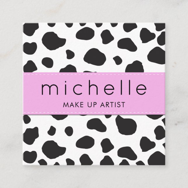 Cow Print, Cow Pattern, Cow Spots, Black And White Square Business Card (Front)
