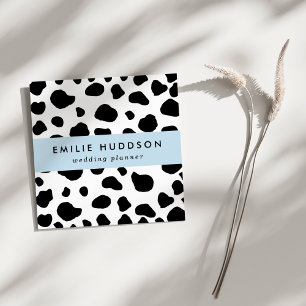 Cow Print, Cow Pattern, Cow Spots, Black And White Square Business Card
