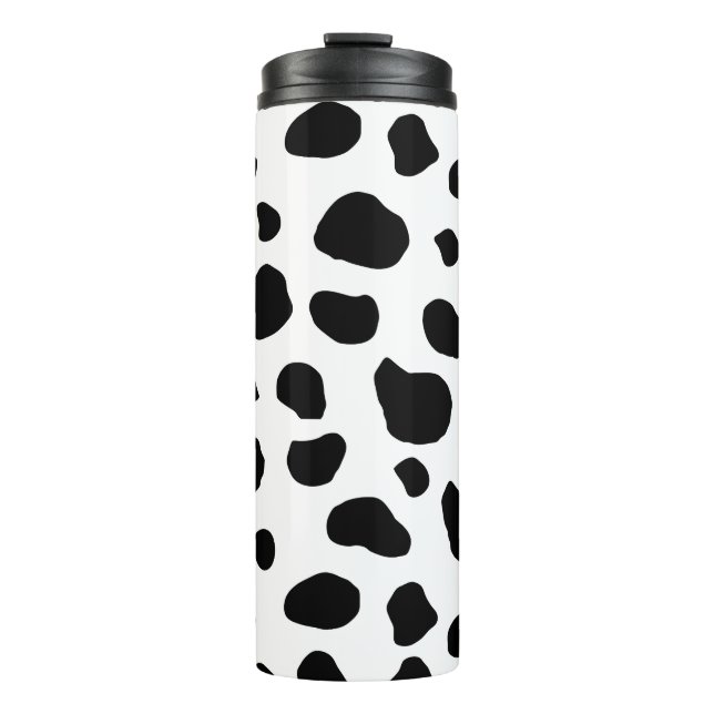 Cow Print, Cow Pattern, Cow Spots, Black And White Thermal Tumbler (Front)