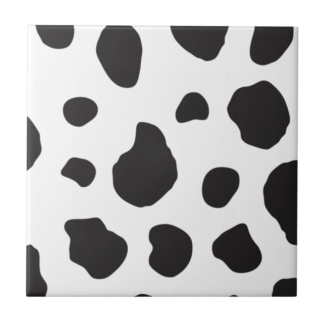 Cow Print, Cow Pattern, Cow Spots, Black And White Tile (Front)