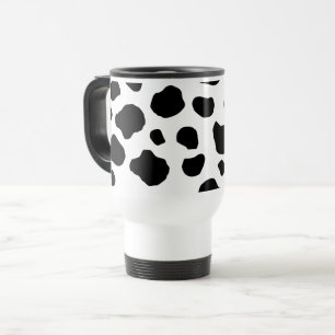Cow Print, Cow Pattern, Cow Spots, Black And White Travel Mug