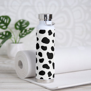 Cow Print, Cow Pattern, Cow Spots, Black And White Water Bottle