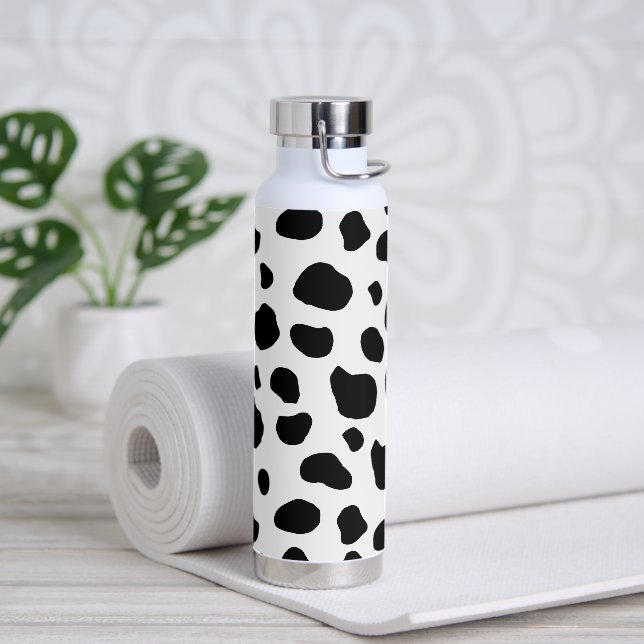 Cow Print, Cow Pattern, Cow Spots, Black And White Water Bottle (Yoga)