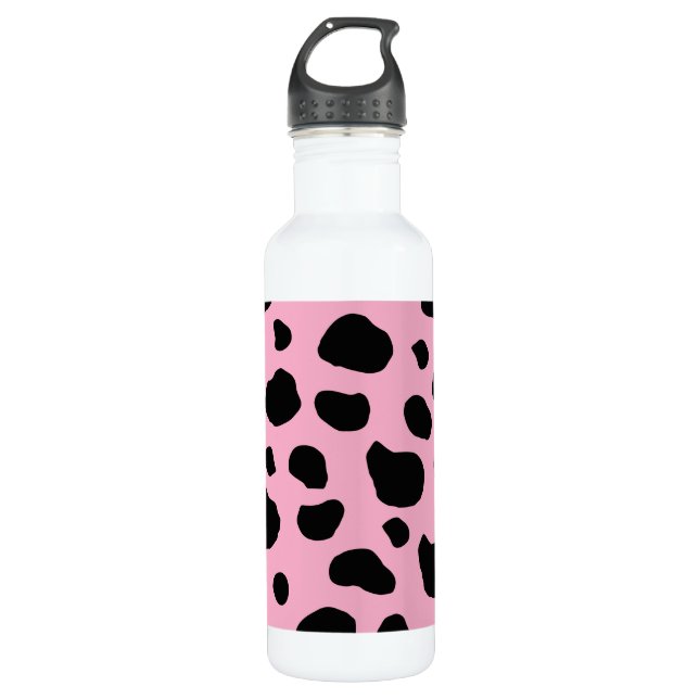 Cow Print, Cow Pattern, Cow Spots, Pink Cow 710 Ml Water Bottle (Front)