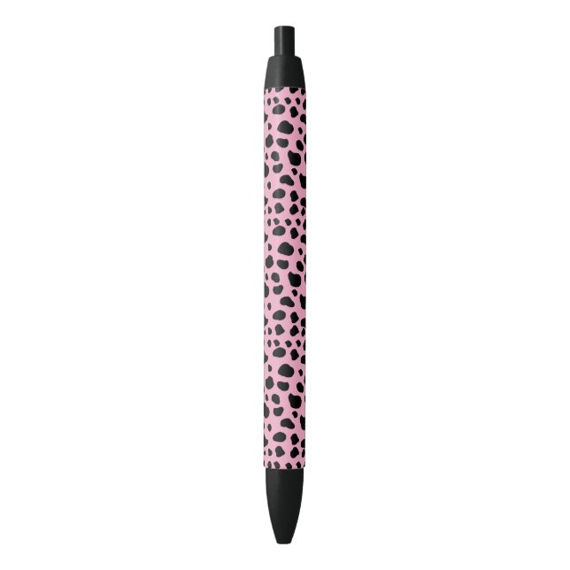 Cow Print, Cow Pattern, Cow Spots, Pink Cow Black Ink Pen (Front Vertical)