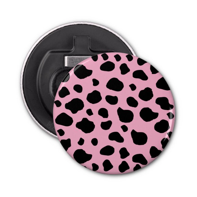 Cow Print, Cow Pattern, Cow Spots, Pink Cow Bottle Opener (Front)