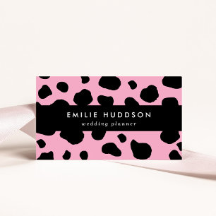 Cow Print, Cow Pattern, Cow Spots, Pink Cow Business Card