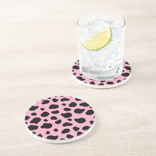 Cow Print, Cow Pattern, Cow Spots, Pink Cow Coaster (Side)