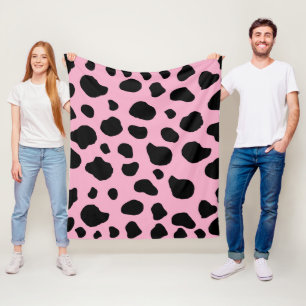 Cow Print, Cow Pattern, Cow Spots, Pink Cow Fleece Blanket