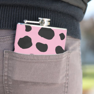 Cow Print, Cow Pattern, Cow Spots, Pink Cow Hip Flask