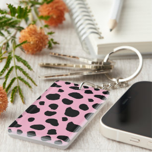 Cow Print, Cow Pattern, Cow Spots, Pink Cow Key Ring