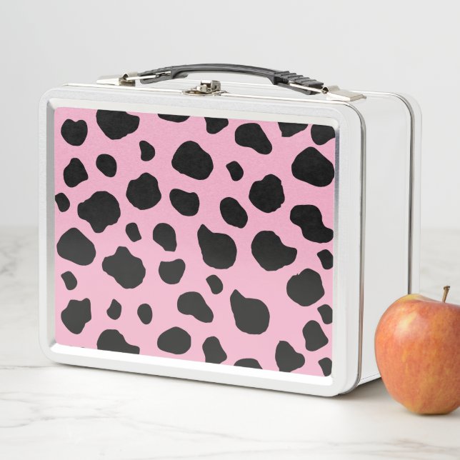 Cow Print, Cow Pattern, Cow Spots, Pink Cow Metal Lunch Box (In Situ)